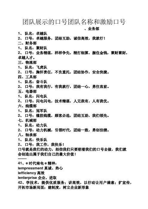 二,財務部 1,隊名:聚財隊 2,口號:業務精湛,樣樣爭先,精打細算,握住