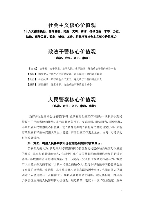 政法干警核心价值观(忠诚,为民,公正,廉洁)