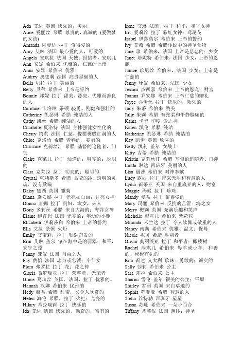 独特小众的英文名女生 - 百度文库