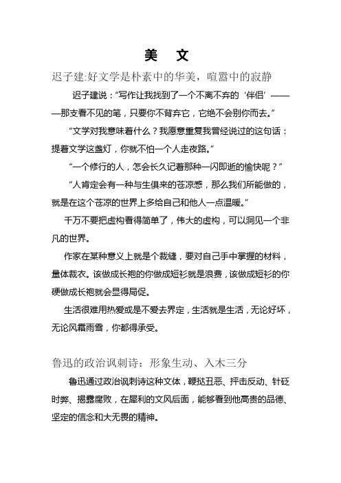 美文 迟子建:好文学是朴素中的华美,喧嚣中的寂静 迟子建说:"写作让我