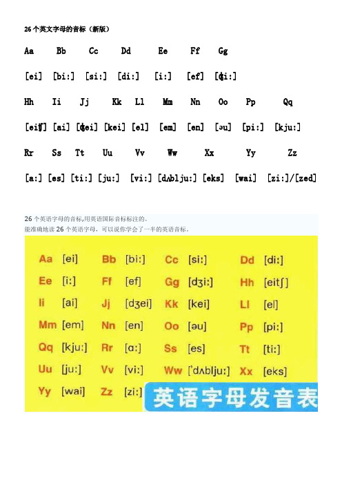 英語音標手冊 26個英文字母音標 48個音標分類 英語音標發音