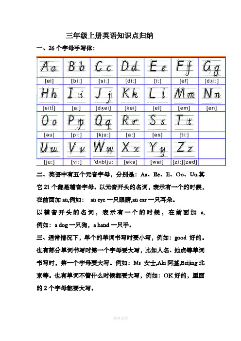 1,26个字母手写体: 二,英语中有五个元音字母,分别是:aa,ee,ii,o,uu