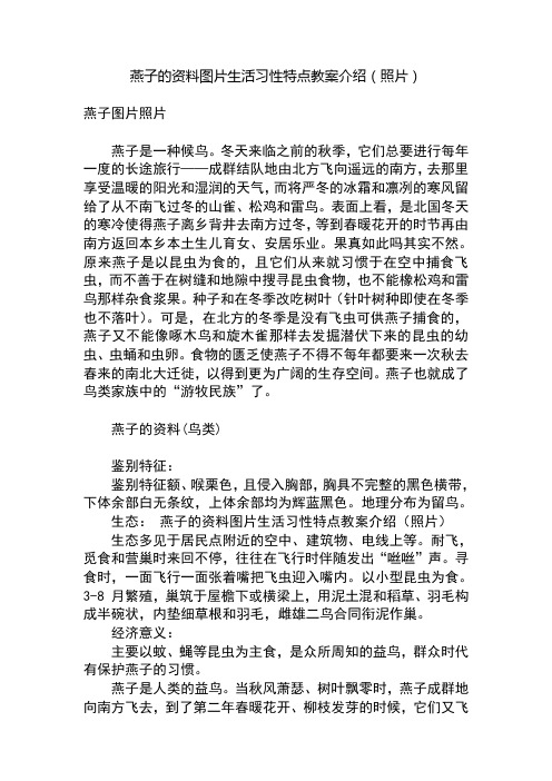 燕子的资料图片生活习性特点教案介绍(照片) 燕子图片照片 燕子是一种
