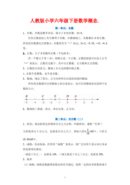 第一单元:负数. 1,负数:负数是数学术语,指小于0的实数,如-3.
