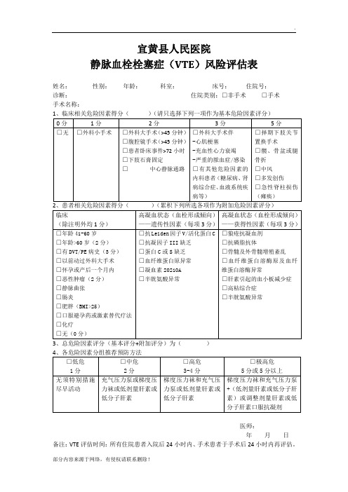 vte风险评估表 - 百度文库