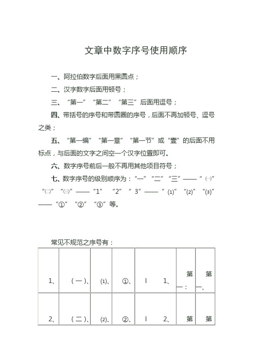 公文数字序号使用规范 - 百度文库