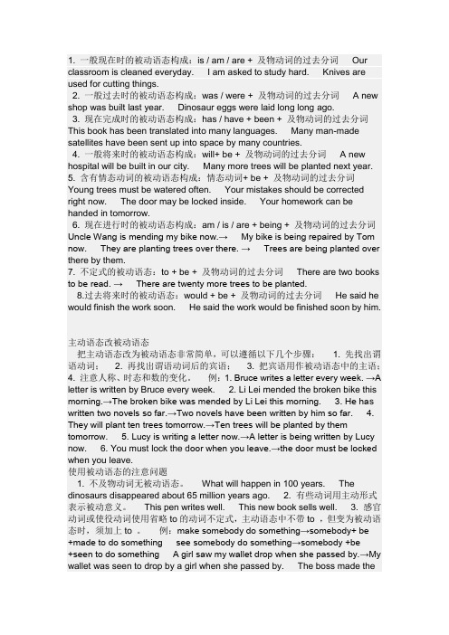 一般现在时的被动语态构成:is / am / are  及物动词的过去分词our