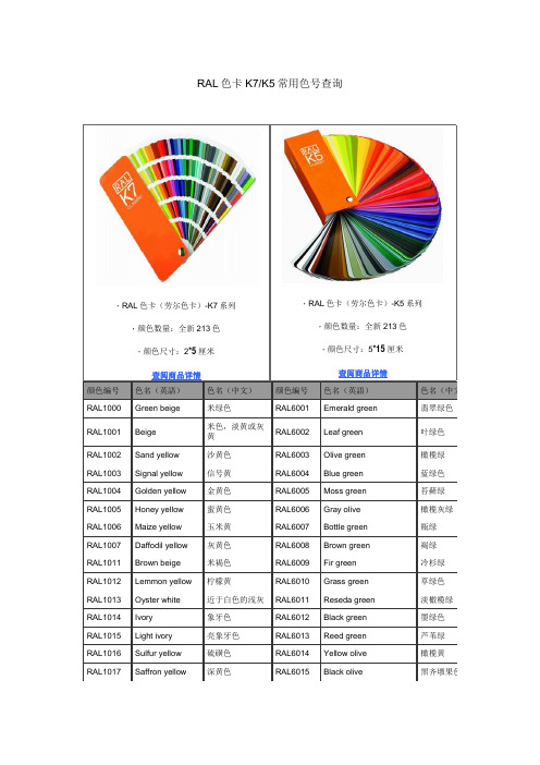 ral色卡k7/k5常用色號查詢| ||·ral色卡(勞爾色卡)-k7系列|·顏色