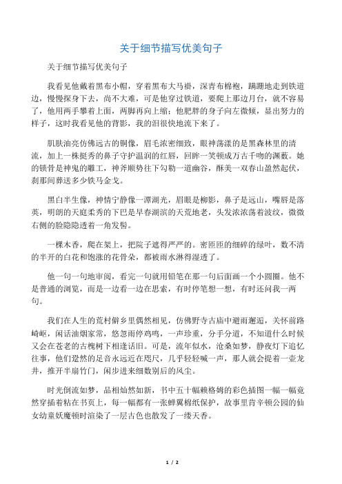 关于细节描写优美句子 我看见他戴着黑布小帽,穿着黑布大马褂,深青布