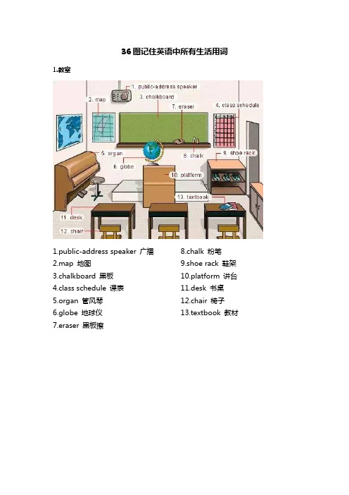 36图记住英语中所有生活用词 1.教室 1.