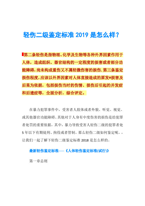 輕傷二級鑑定標準2019是怎麼樣?