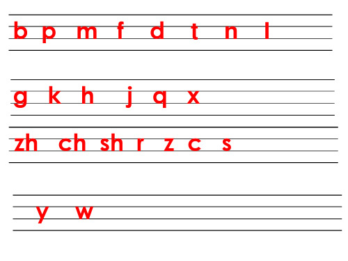 d t n l g k h j q x zh ch sh r z c s y w 声母的书写格式与笔顺规 