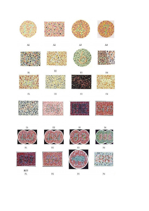 以上所有色盲图测试答案如下: a1(17)a2(628)a3(4)a4(7)b1(0形)b2(5角