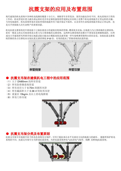 抗震支架的应用及布置范围 现代建筑的机电系统中各种机电线路的数量