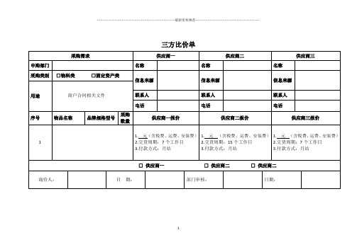 三方詢價單模板 - 百度文庫