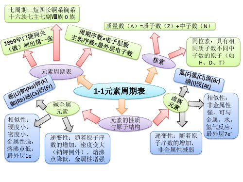 同位素:具有相 同质子数不同中 子数的原子(如 h,d,t) 元素周期表 1-1