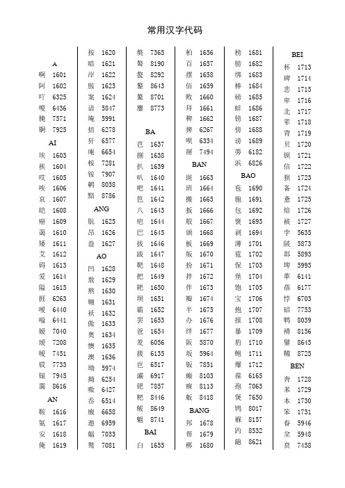汉字区位表 百度文库