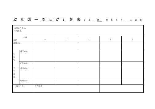 幼兒園一週活動計劃表班級_第_週年月日—年月日 本週工作重點:|本週