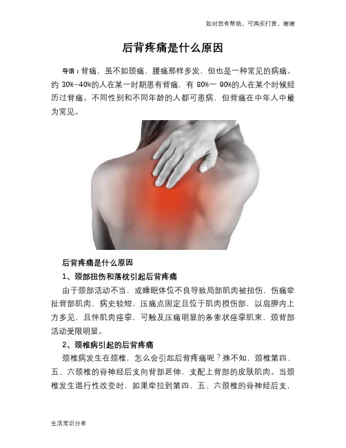 后背疼痛位置图详解