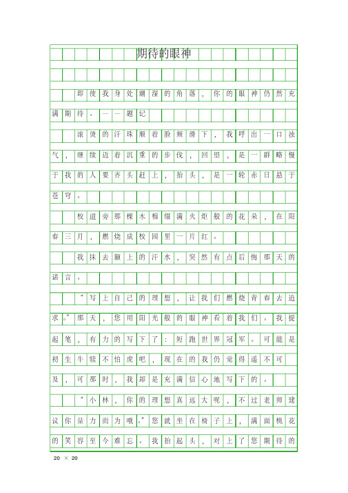 题记 滚烫 的汗珠顺 着脸颊 滑下, 我呼出 一口浊 气 ,继续 迈着