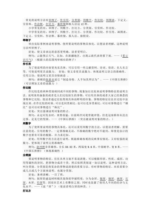 有举例子,作引用,分类别,列数字,作比较,列图表,下定义,引资料,作诠释