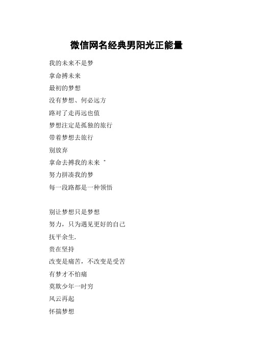 微信网名经典男阳光正能量 我的未来不是梦拿命搏未来最初的梦想没有