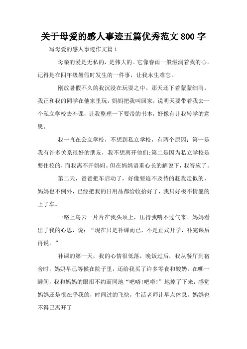 关于母爱的感人事迹五篇优秀范文800字 写母爱的感人事迹作文篇1 母亲