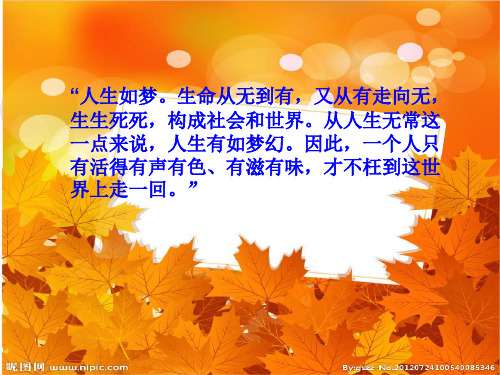"人生如梦.生命从无到有,又从有走向无, 生生死死,构成社会和世界.