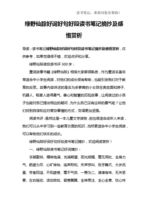 綠野仙蹤讀後感書評300字:童話故事書籍《綠野仙蹤》相