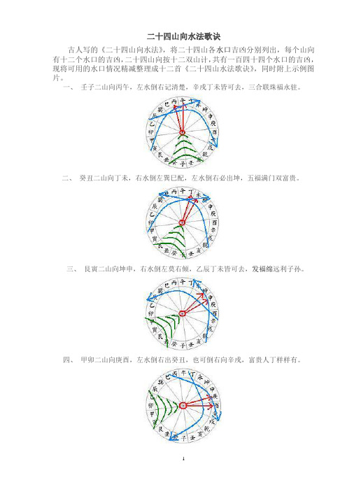 古人写的《二十四山向水法》,将二十四山各水口吉凶分别列出,每个山向