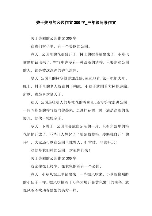 关于美丽的公园作文300字_三年级写景作文 关于美丽的公园作文300字在