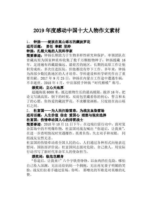 素材 1,钟扬——绽放在高山砾石的藏波罗花 适用话题:责任奉献坚持
