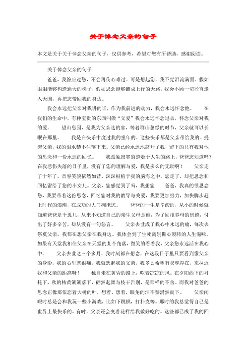 关于悼念父亲的句子爸爸,我答应过您,不会再伤心难过.