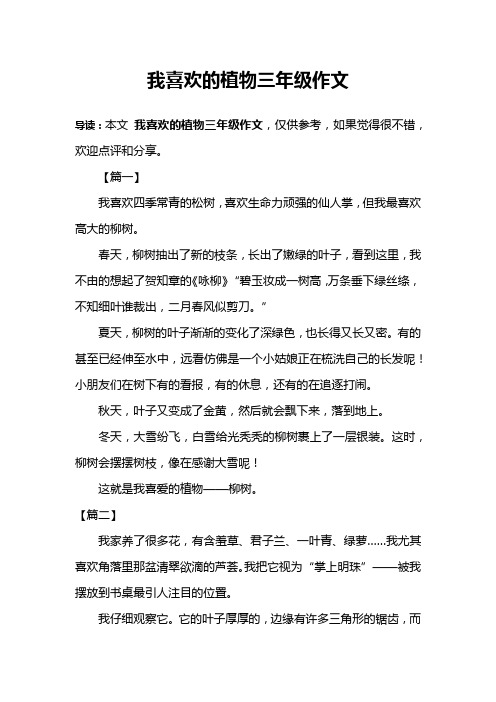 【篇一】我喜歡四季常青的松樹,喜歡生命力頑強的仙人掌,但我最喜歡