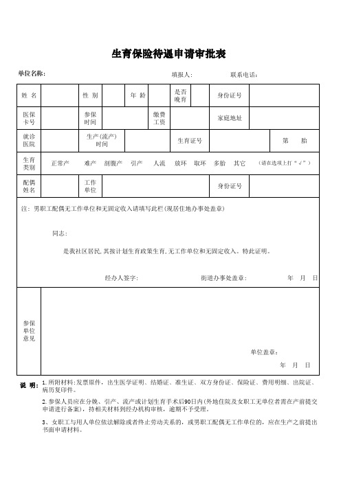 生育保险待遇申请表怎么填写(职工生育保险待遇申请表怎么填写)