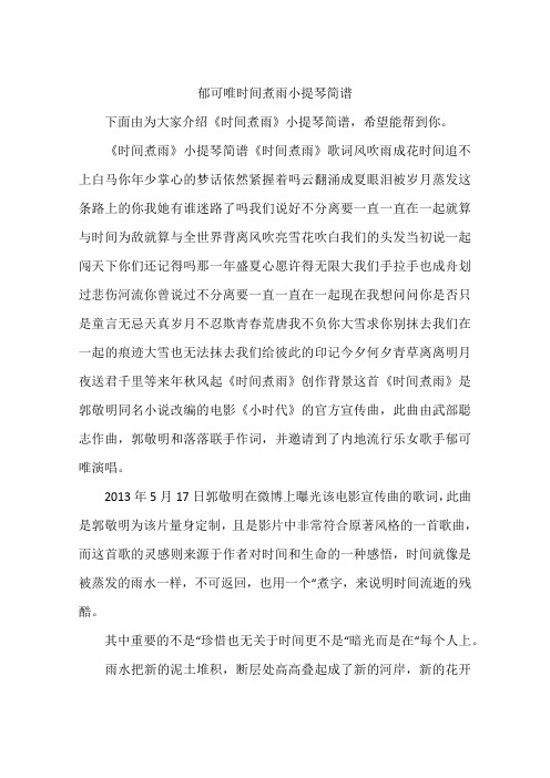 《时间煮雨》小提琴简谱《时间煮雨》歌词风吹雨成花时间追不上白马你