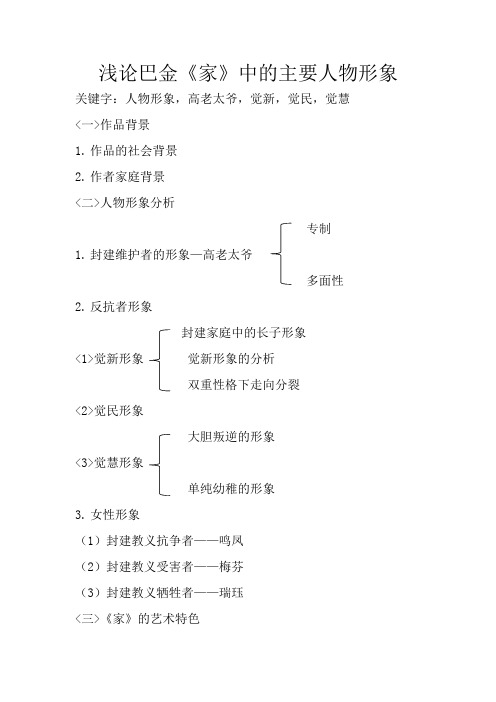 作品的社会背景 2.作者家庭背景  二>人物形象分析 专制 1.