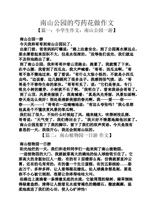 南山公园的芍药花做作文 【篇一:小学生作文:南山公园一游】 南山公园