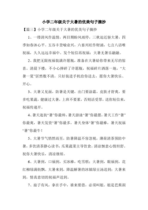 【篇三】小学二年级关于大暑的优美句子摘抄 1,一缕清风作温情,两目