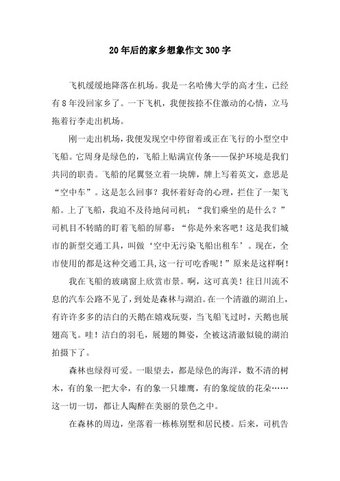 20年后的家乡想象作文300字 飞机缓缓地降落在机场.