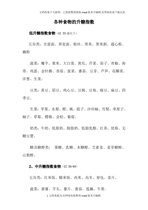 低糖食物一览表