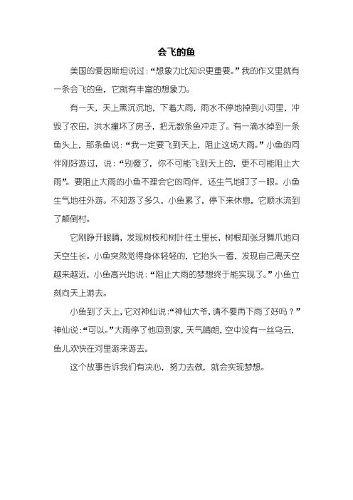 "我的作文里就有一条会飞的鱼,它就有丰富的想象力.