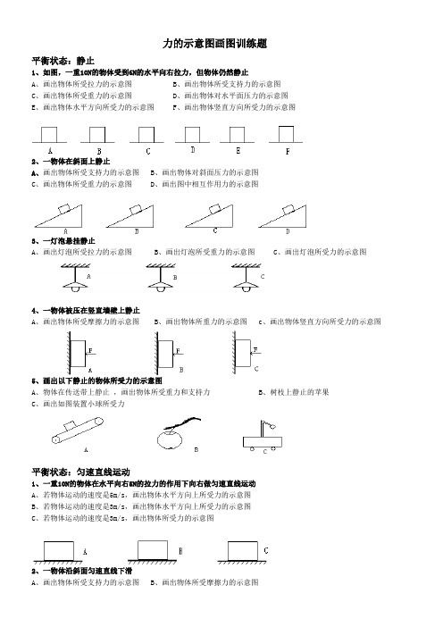 力的示意图画图训练题 平衡状态:静止 1,如图,一重10n的物体受到6n的