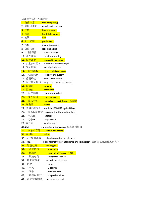 云计算英文术语