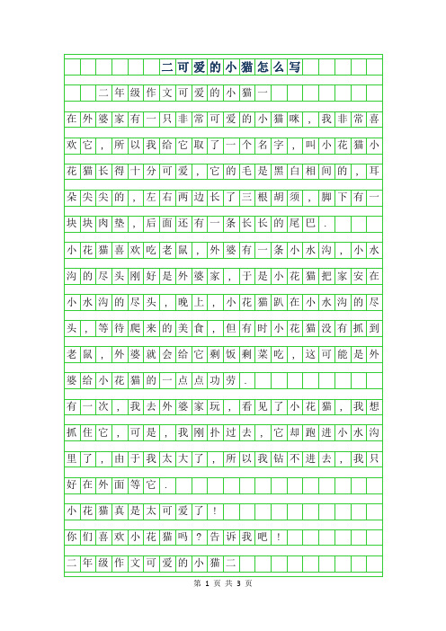 二可爱的小猫怎么写 二年级作文可爱的小猫一在外婆家有一只非常可爱