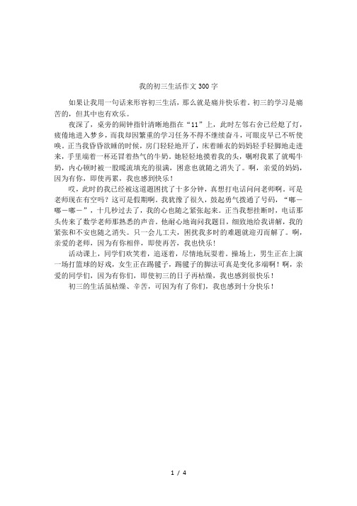 生活作文300字 如果讓我用一句話來形容初三生活,那麼就是痛並快樂著