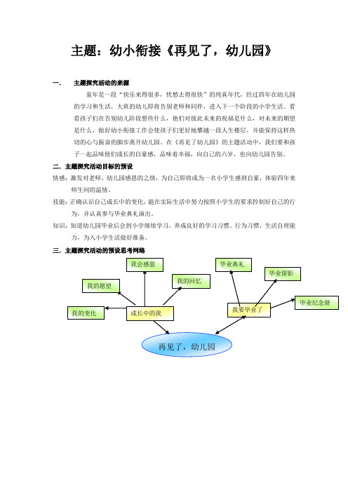 主题:幼小衔接《再见了,幼儿园》 一.