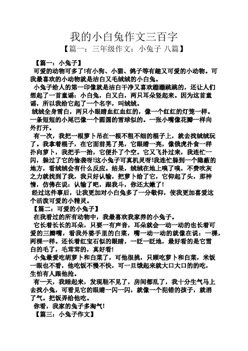 我的小白兔作文三百字 【篇一:三年級作文:小兔子八篇】 【篇一:小