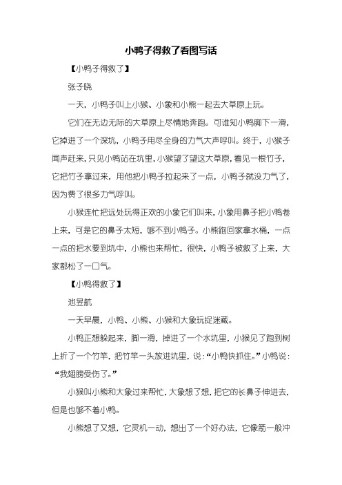 小鸭子得救了看图写话 【小鸭子得救了】张子晓一天,小鸭子叫上小猴
