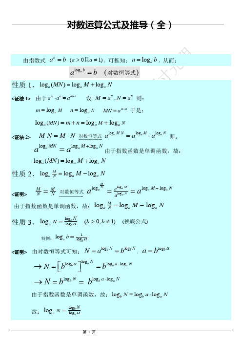 log的公式大全转换 - 百度文库